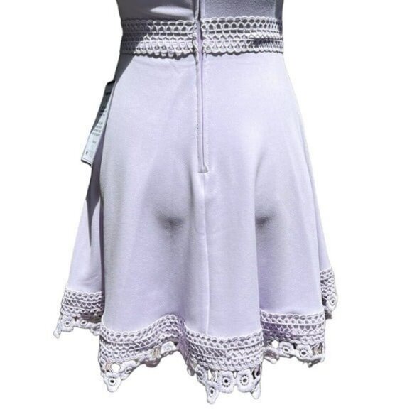 NEW w/tag B DARLIN Juniors' Crochet-Trimmed Scuba Fit & Flare Dress Size 3/4 - Picture 8 of 11